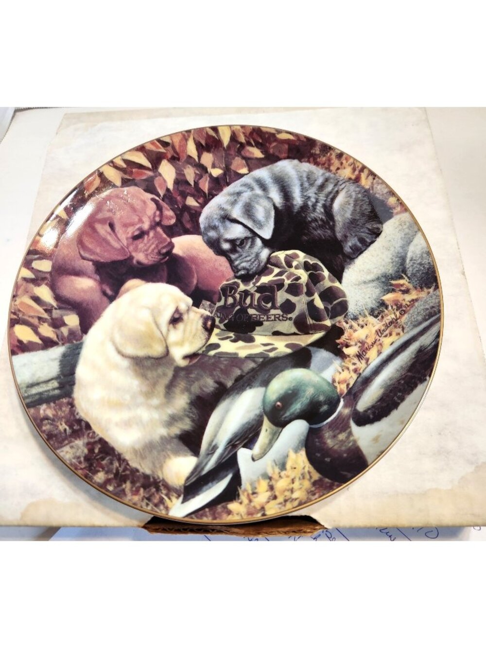 Budweiser "Somethings Brewing" Collector Plate Mans Best Friends 1992 READ